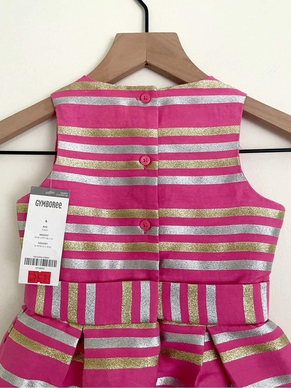 Gymboree Pink Metallic-Striped Bow Dress